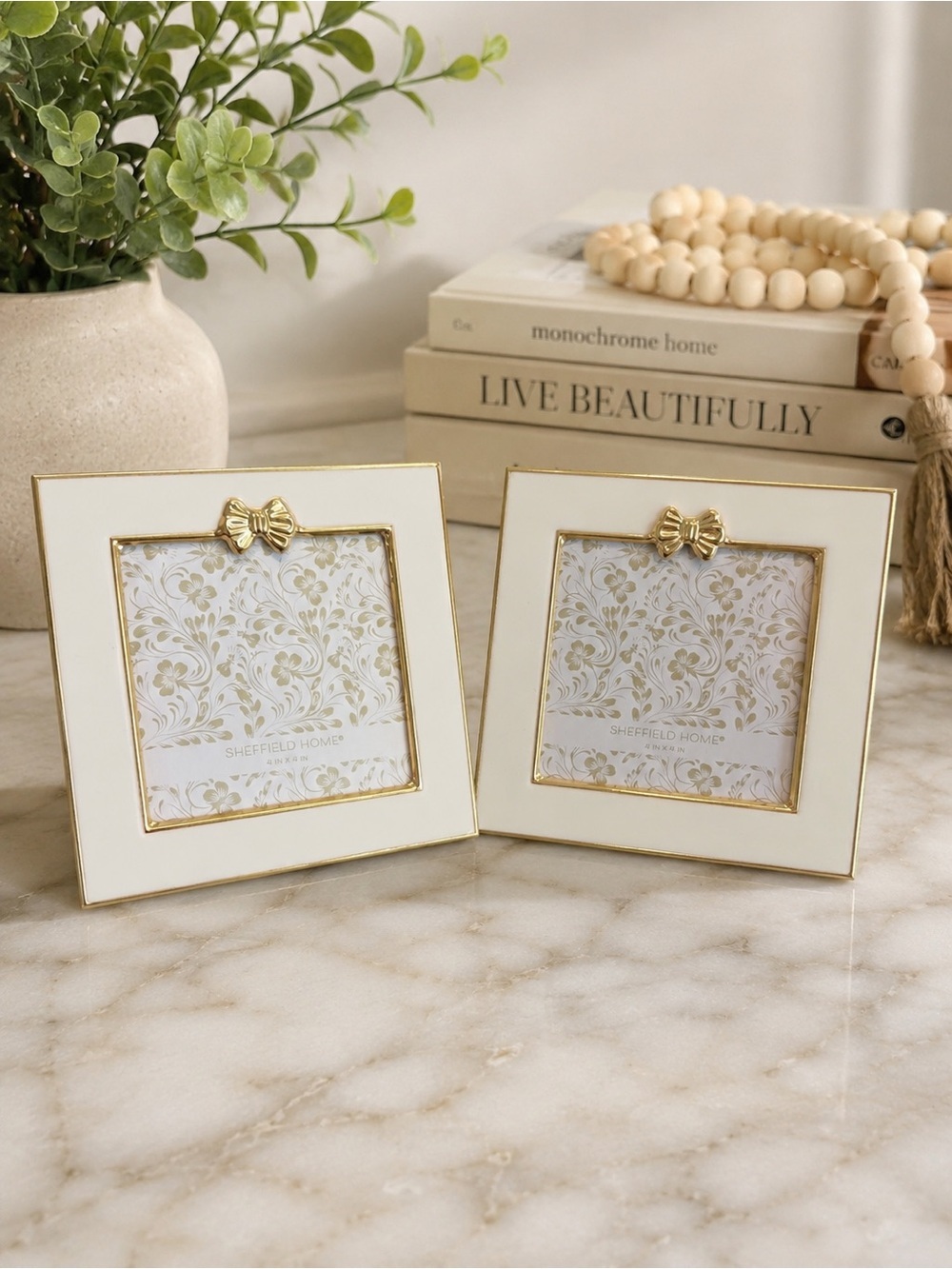 Sheffield Home | Cottage Chic Coquette Gold Trim Picture Frames ~ Set of 2